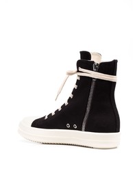 schwarze und weiße hohe Sneakers aus Segeltuch von Rick Owens DRKSHDW