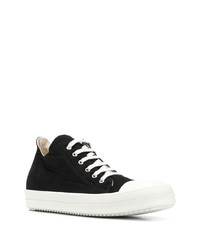 schwarze und weiße hohe Sneakers aus Segeltuch von Rick Owens DRKSHDW