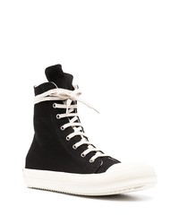 schwarze und weiße hohe Sneakers aus Segeltuch von Rick Owens DRKSHDW