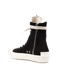 schwarze und weiße hohe Sneakers aus Segeltuch von Rick Owens DRKSHDW