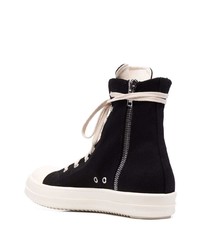 schwarze und weiße hohe Sneakers aus Segeltuch von Rick Owens DRKSHDW