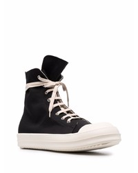 schwarze und weiße hohe Sneakers aus Segeltuch von Rick Owens DRKSHDW