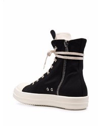 schwarze und weiße hohe Sneakers aus Segeltuch von Rick Owens DRKSHDW