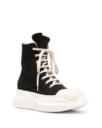 schwarze und weiße hohe Sneakers aus Segeltuch von Rick Owens DRKSHDW