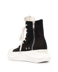 schwarze und weiße hohe Sneakers aus Segeltuch von Rick Owens DRKSHDW