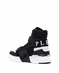 schwarze und weiße hohe Sneakers aus Segeltuch von Philipp Plein