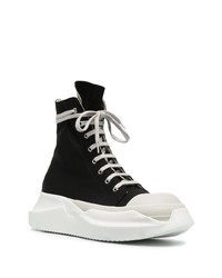 schwarze und weiße hohe Sneakers aus Segeltuch von Rick Owens DRKSHDW