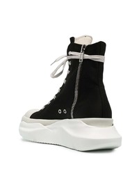 schwarze und weiße hohe Sneakers aus Segeltuch von Rick Owens DRKSHDW