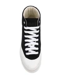 schwarze und weiße hohe Sneakers aus Segeltuch von MM6 MAISON MARGIELA