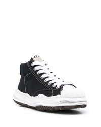 schwarze und weiße hohe Sneakers aus Segeltuch von Maison Mihara Yasuhiro