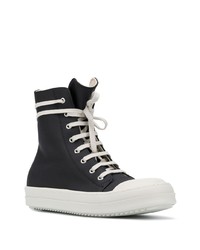 schwarze und weiße hohe Sneakers aus Segeltuch von Rick Owens DRKSHDW