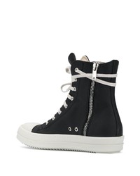 schwarze und weiße hohe Sneakers aus Segeltuch von Rick Owens DRKSHDW