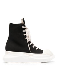 schwarze und weiße hohe Sneakers aus Segeltuch von Rick Owens DRKSHDW