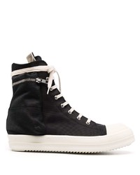 schwarze und weiße hohe Sneakers aus Segeltuch von Rick Owens DRKSHDW