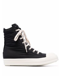 schwarze und weiße hohe Sneakers aus Segeltuch von Rick Owens DRKSHDW