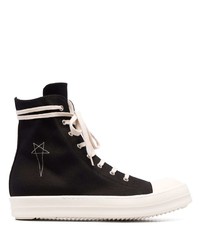 schwarze und weiße hohe Sneakers aus Segeltuch von Rick Owens DRKSHDW