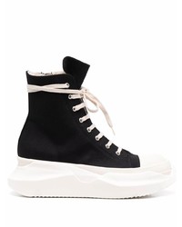 schwarze und weiße hohe Sneakers aus Segeltuch von Rick Owens DRKSHDW