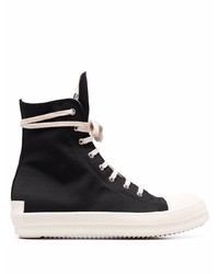 schwarze und weiße hohe Sneakers aus Segeltuch von Rick Owens DRKSHDW