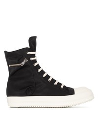 schwarze und weiße hohe Sneakers aus Segeltuch von Rick Owens DRKSHDW