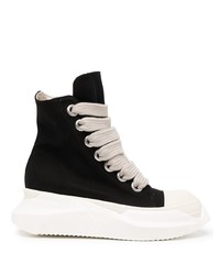 schwarze und weiße hohe Sneakers aus Segeltuch von Rick Owens DRKSHDW