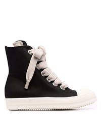 schwarze und weiße hohe Sneakers aus Segeltuch von Rick Owens DRKSHDW