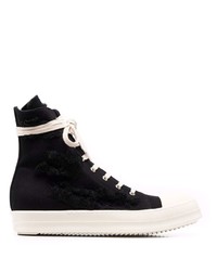 schwarze und weiße hohe Sneakers aus Segeltuch von Rick Owens DRKSHDW