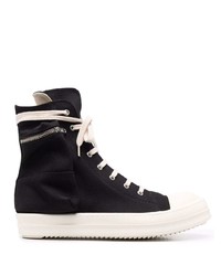 schwarze und weiße hohe Sneakers aus Segeltuch von Rick Owens DRKSHDW