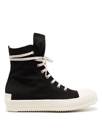 schwarze und weiße hohe Sneakers aus Segeltuch von Rick Owens DRKSHDW