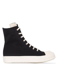 schwarze und weiße hohe Sneakers aus Segeltuch von Rick Owens DRKSHDW