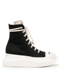 schwarze und weiße hohe Sneakers aus Segeltuch von Rick Owens DRKSHDW