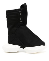 schwarze und weiße hohe Sneakers aus Segeltuch von Rick Owens DRKSHDW