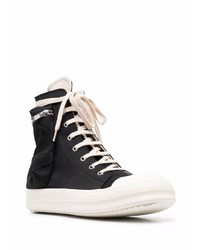 schwarze und weiße hohe Sneakers aus Segeltuch von Rick Owens