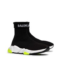 schwarze und weiße hohe Sneakers aus Segeltuch von Balenciaga