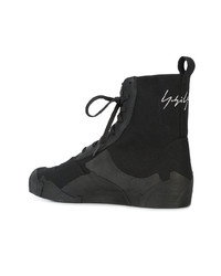 schwarze und weiße hohe Sneakers aus Segeltuch von Yohji Yamamoto