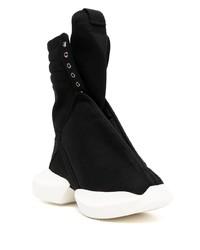 schwarze und weiße hohe Sneakers aus Segeltuch von Rick Owens DRKSHDW