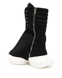 schwarze und weiße hohe Sneakers aus Segeltuch von Rick Owens DRKSHDW