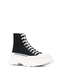 schwarze und weiße hohe Sneakers aus Segeltuch von Alexander McQueen