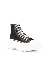 schwarze und weiße hohe Sneakers aus Segeltuch von Alexander McQueen