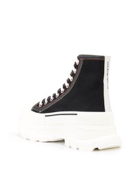 schwarze und weiße hohe Sneakers aus Segeltuch von Alexander McQueen