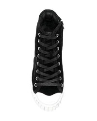 schwarze und weiße hohe Sneakers aus Wildleder von Philippe Model