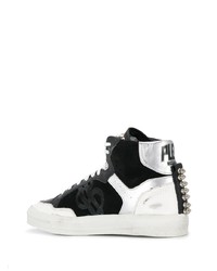 schwarze und weiße hohe Sneakers aus Wildleder von Philipp Plein