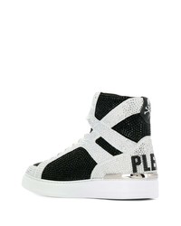 schwarze und weiße hohe Sneakers aus Wildleder von Philipp Plein