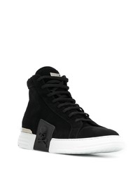 schwarze und weiße hohe Sneakers aus Wildleder von Philipp Plein