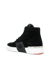 schwarze und weiße hohe Sneakers aus Wildleder von Philipp Plein