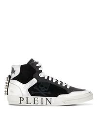 schwarze und weiße hohe Sneakers aus Wildleder von Philipp Plein
