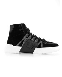 schwarze und weiße hohe Sneakers aus Wildleder von Versace