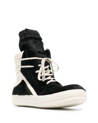 schwarze und weiße hohe Sneakers von Rick Owens