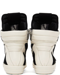 schwarze und weiße hohe Sneakers von Rick Owens