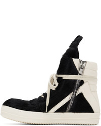 schwarze und weiße hohe Sneakers von Rick Owens