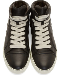 schwarze und weiße hohe Sneakers von Lanvin